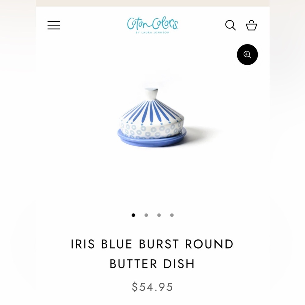 Coton Colors Iris Burst Round Butter Dish. - Picture 9 of 9